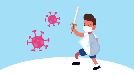 boy with sword covid19 prevention animation