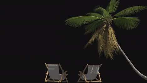 advertising travel palm tree and deck chair on the beach on a transparent background.