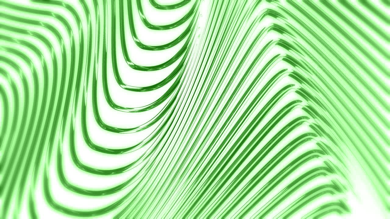 Sfondo astratto in movimento con motivo a onda verde e bianca in loop continuo. Animazione 3D.