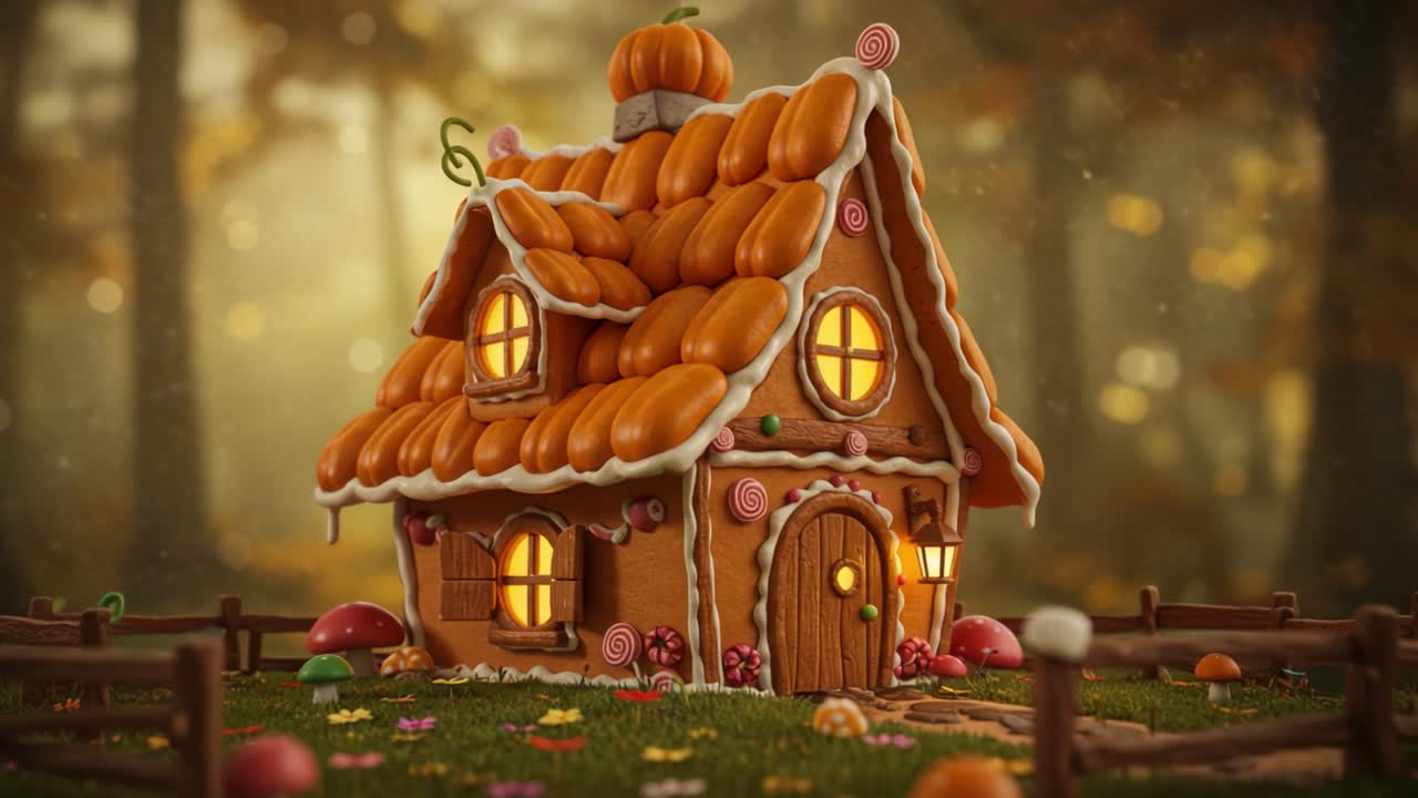 A Whimsical Gingerbread House Surrounded by Enchanting Candy and a Dreamy Forest Backdrop, Perfectly Crafted and Appealing to Sweet Tooth Fantasies