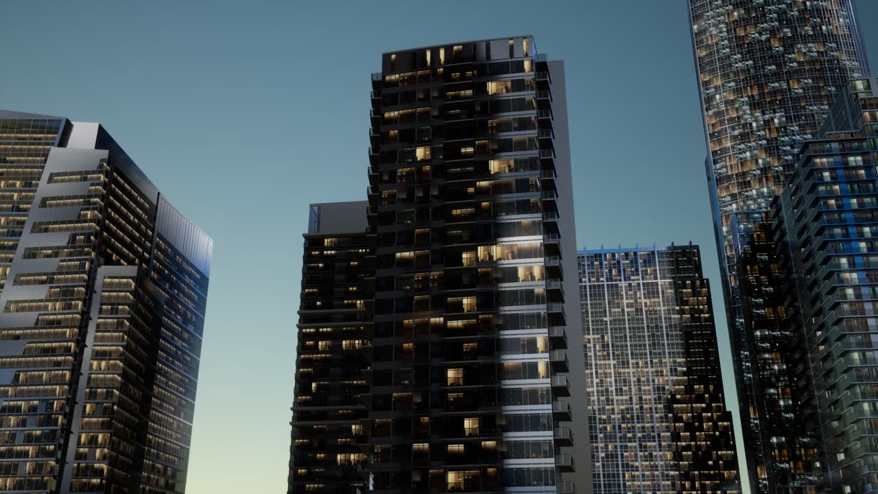 rascacielos de la ciudad por la noche