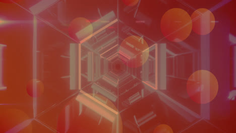 animación de puntos naranjas sobre el túnel digital