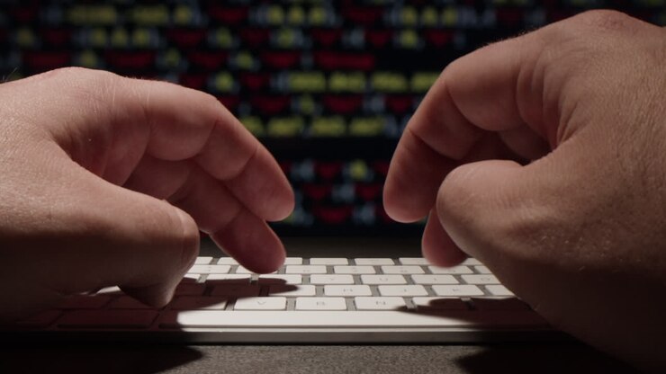 Close-up of Hands Typing on a Keyboard