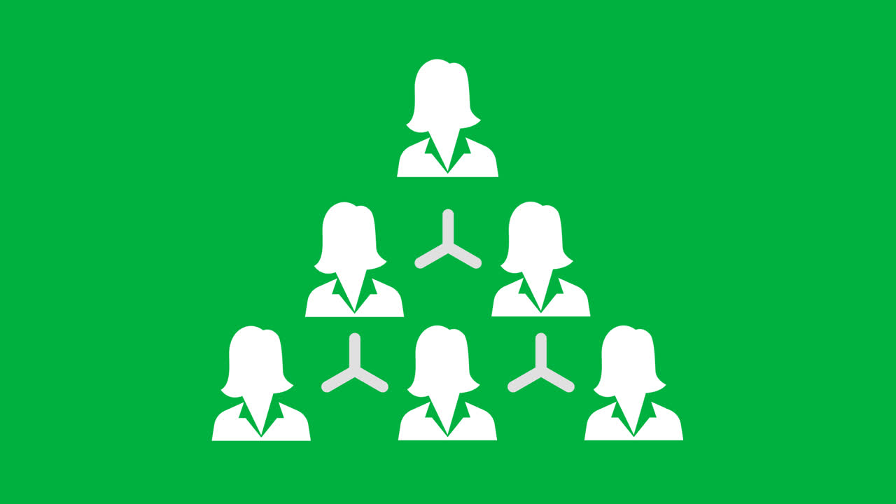 Animated Hierarchy of Female Business Icons