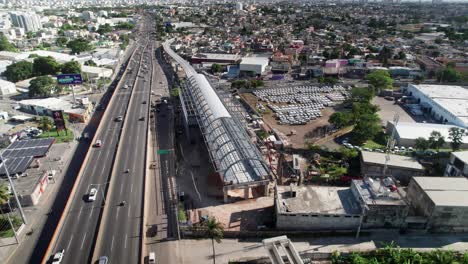 aerial orbit of manoguayabo metro station platform construction, santo domingo