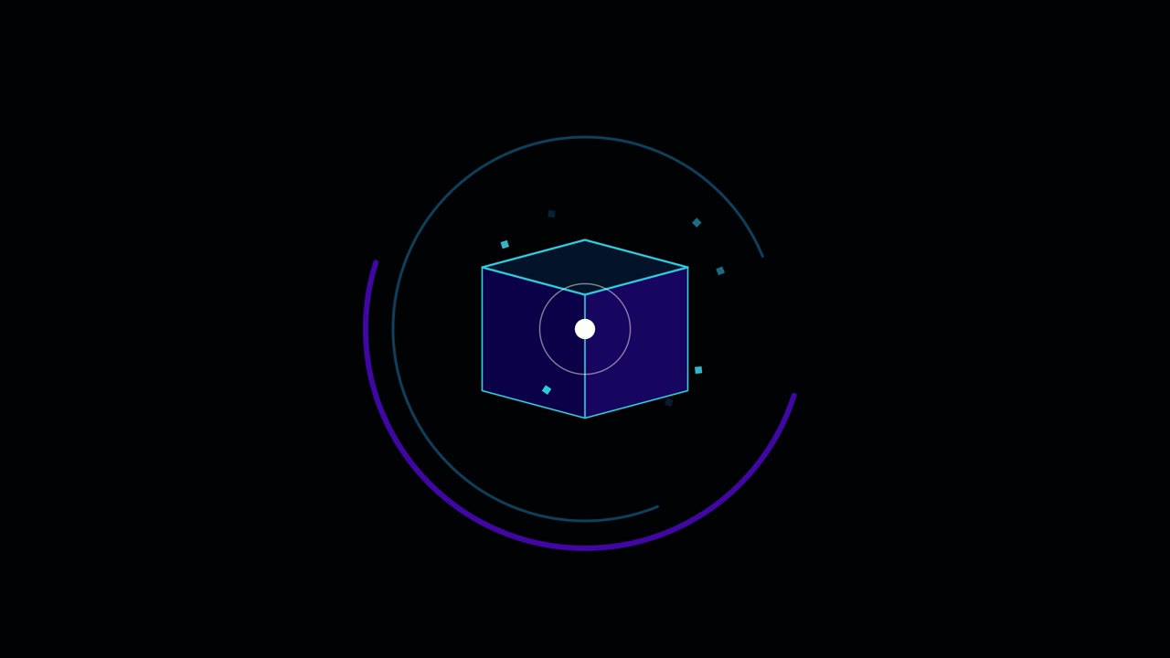 Abstract 3D Cube Animation with Rotating Circular Interface
