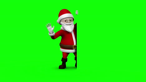 cartoon santa presenting on green screen background