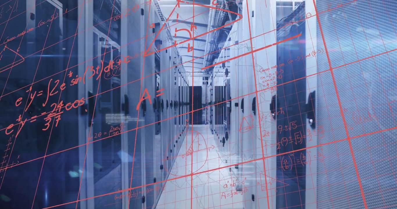 Animation of data processing over server room