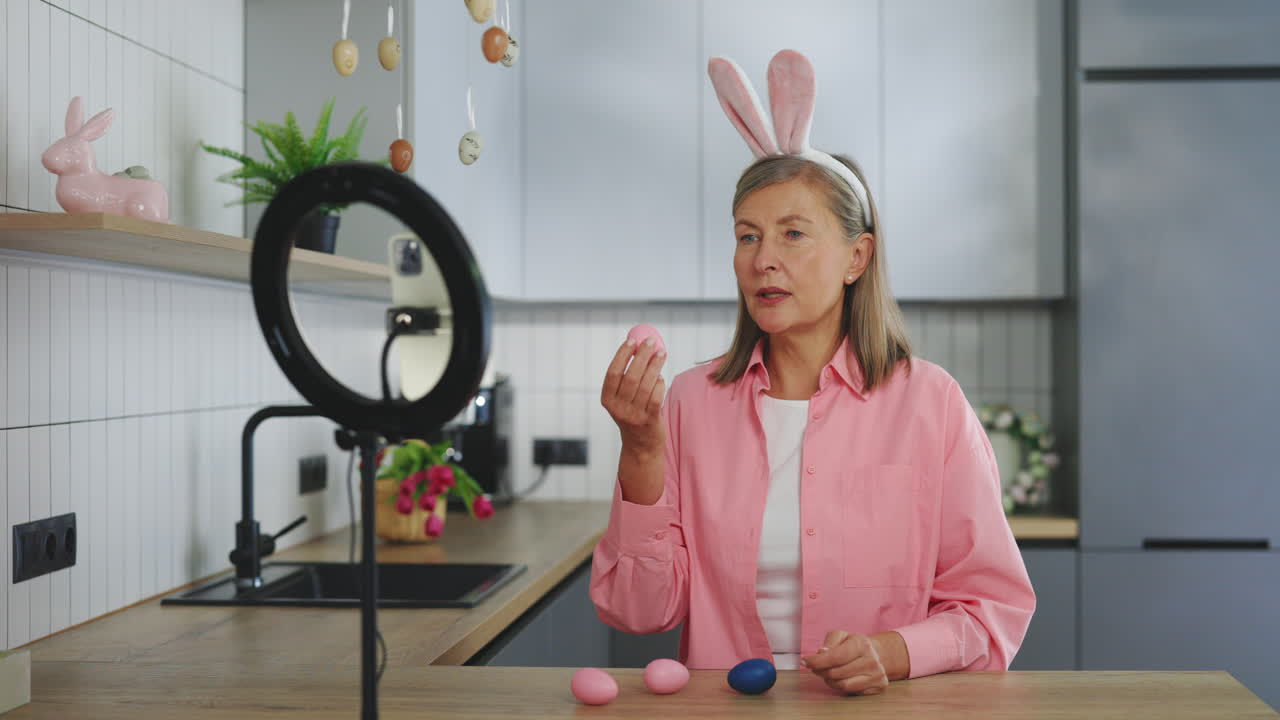 Senior Woman Celebrating Easter in the Kitchen
