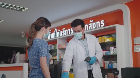 pharmacy business in a supermarket. small business owner, new normal