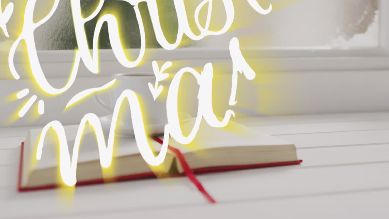 animación de saludos de navidad texto y libro.