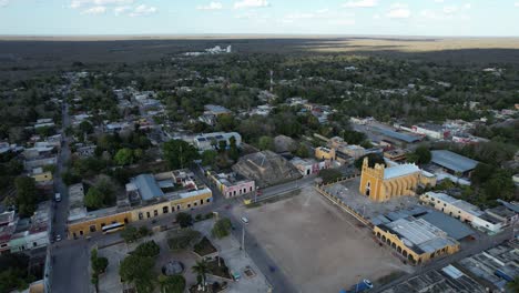 orbital shot of canceh town in yucatan during sunny day