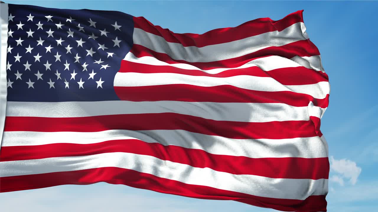 bucle de la bandera estadounidense. realista 4k. 30 fps bandera de los ee.uu. americano agitando en el viento. bucle sin costuras con textura de tela muy detallada.