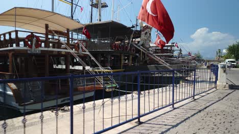 Vibrant tour boats await in Antalya marina, ready to explore the Mediterranean Sea