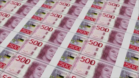 500 swedish krona banknotes printing by a money press