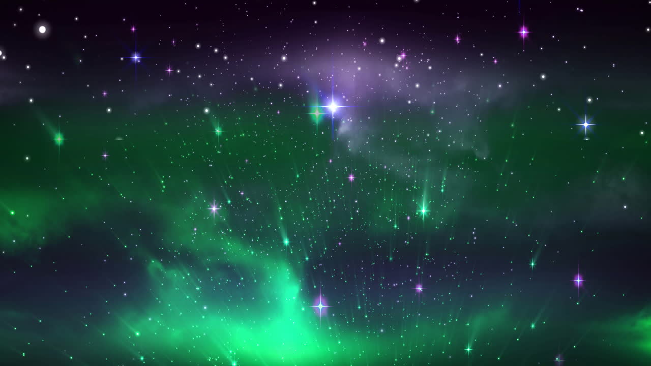 우주 에서 빛나는 별 들 과 은하계 의 애니메이션