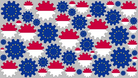 las banderas europeas y polacas girando el fondo