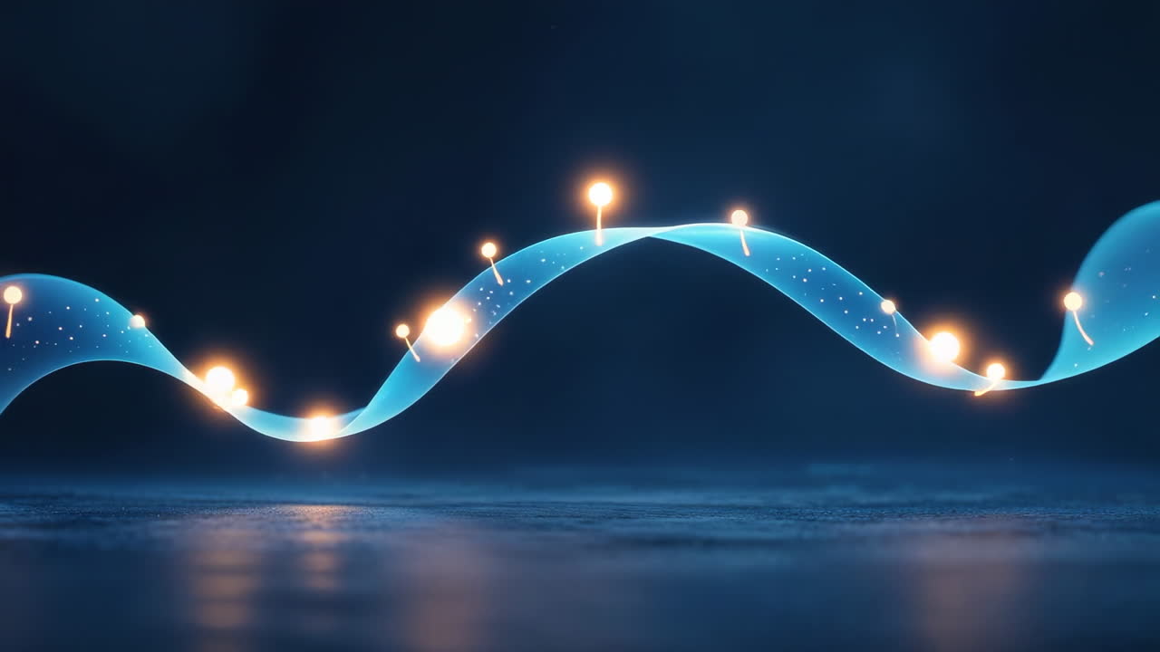 Abstract Glowing Wavy Line with Illuminated Points