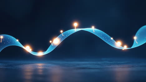 abstract glowing wavy line with illuminated points