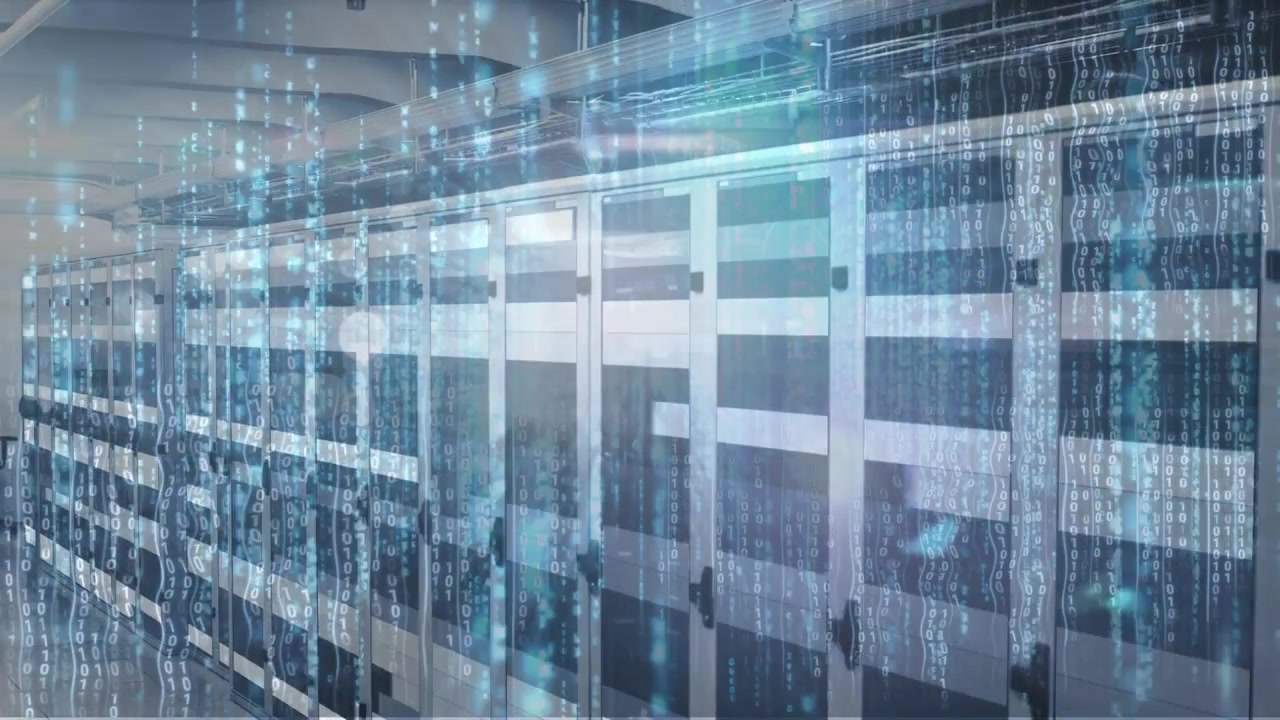 Animation of lights falling over servers