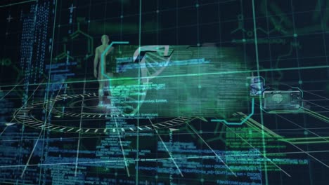 animation of digital screen with biological data on black background