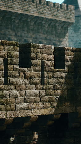 close-up of a stone wall of a medieval castle