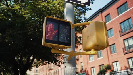 new york signs. pedestrian light