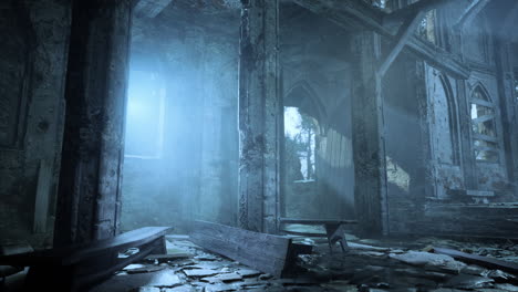light shining through ruined church