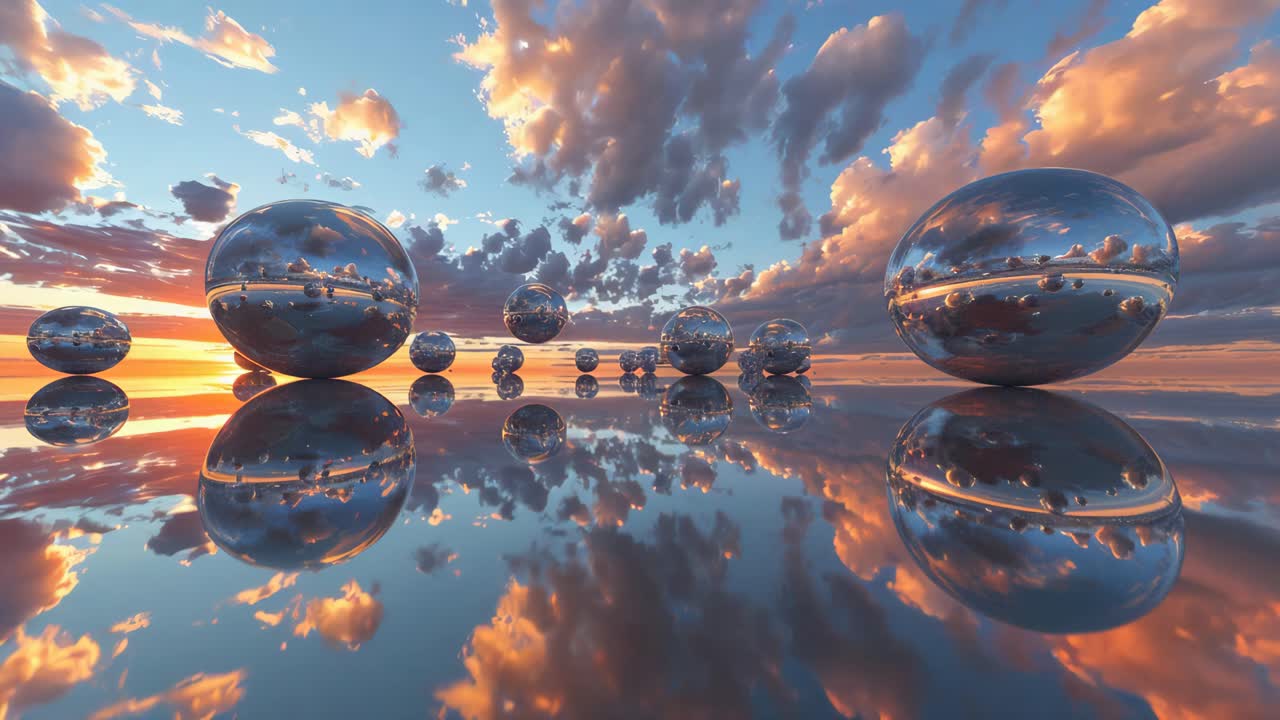 Reflective Spheres at Sunset