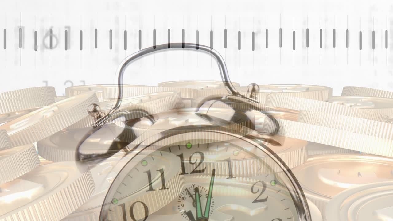 시간과 동전에 대한 데이터 처리의 애니메이션