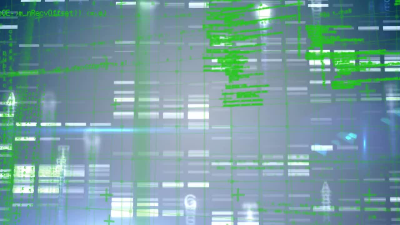 animación del procesamiento de datos científicos sobre un fondo oscuro