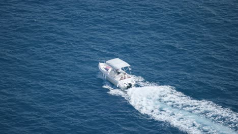 Speedboat-Cruising-In-The-Blue-Sea-With-Backwash-In-Summer