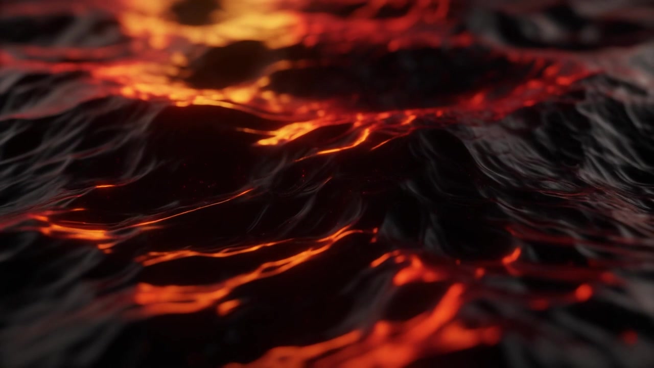 Surface liquide sombre abstraite avec des reflets de lumière rouge éclatants