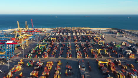 largest docking port of spain valencia containers and goods on the quay cranes