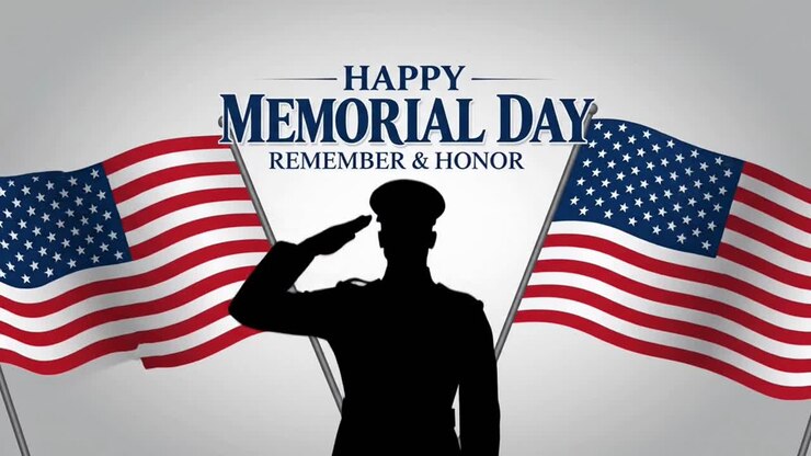 Felice Memorial Day: militare saluta veterano con bandiere americane