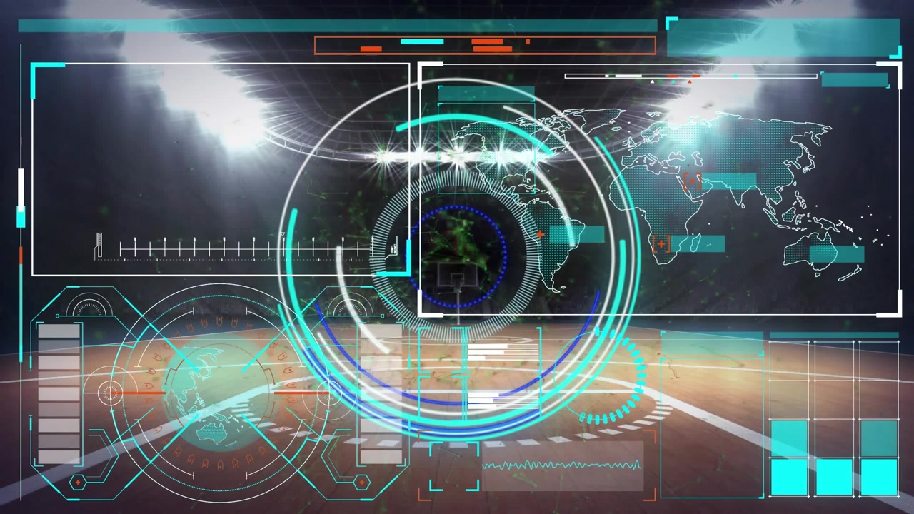 Animation of scope and data processing over sports stadium