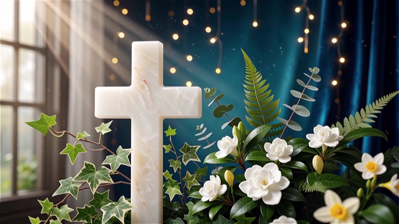 Cruz Cristiana con Luz Celestial, Fondo para Adoración.