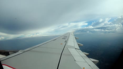 view from the aircraft window to the runway