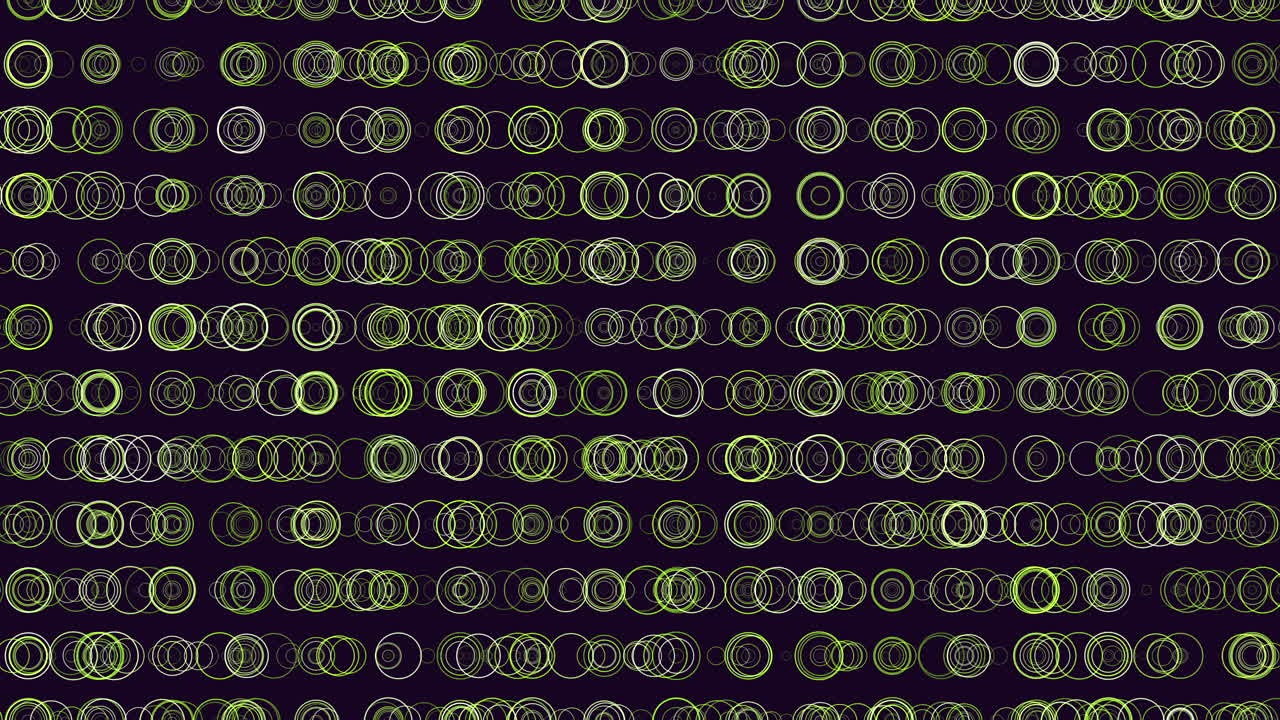 Colorful circles in a dynamic pattern on a dark blue background