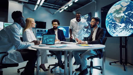 global team meeting in a modern tech center