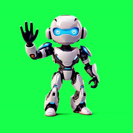 futuristic robot animation, transparent 4k video, green screen