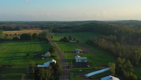 a-modern-farm-near-the-Joseph-Smith-family-farm,-frame-house,-temple,-visitors-center,-and-the-sacred-grove-in-Palmyra-New-York-Origin-locations-for-the-Mormons-and-the-book-of-Mormon