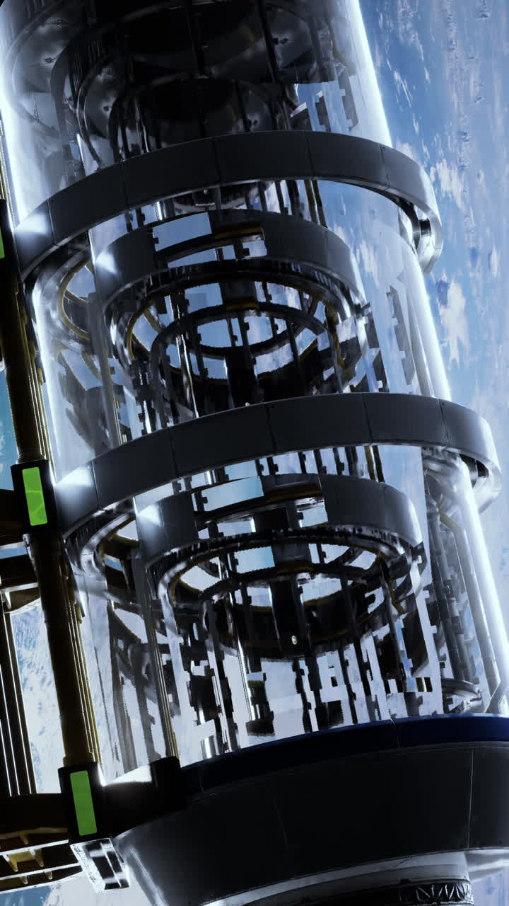 struttura dell'ascensore spaziale con la terra sullo sfondo