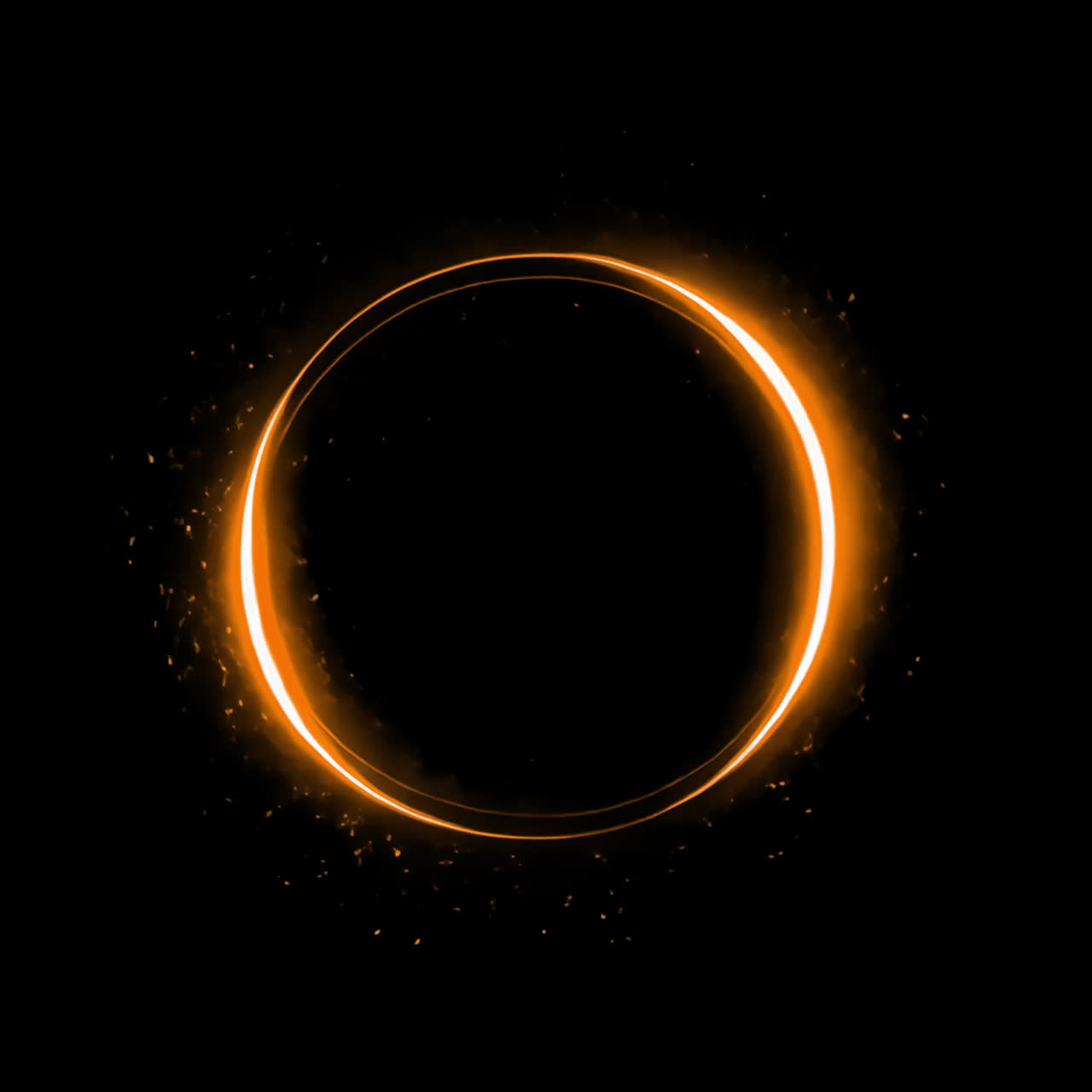 Glowing cosmic eclipse circle animation isolated asset, transparent 4K video, alpha channel, ProRes