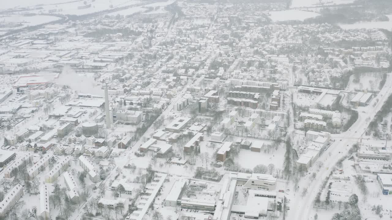2021년 겨울 눈보라 트리스탄 이후 대학 도시 괴팅겐의 드론 항공