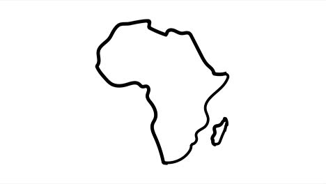 africa map sketch illustration hand drawn animation alpha luma matte included. 4k