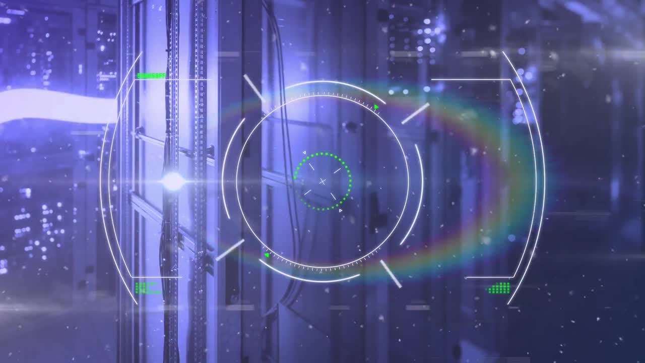 animazione del mirino, del glitch e delle luci sui server