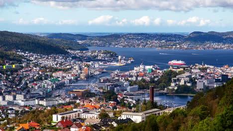 bergen, norway city skyline aerial