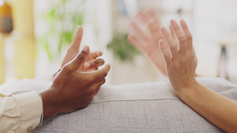 hands, angry gesture and couple fight