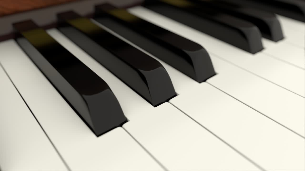 클래식 그랜드 피아노 키보드 위로 루프로 이동